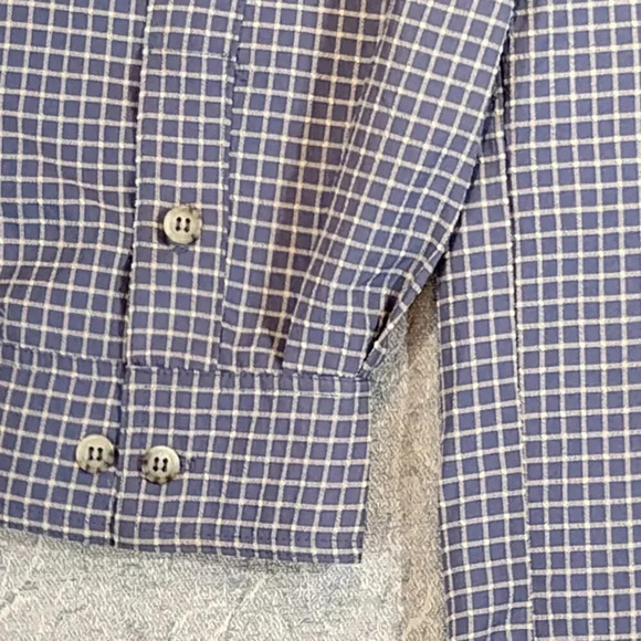 Travel Smith Men's Blue & White Plaid Long Sleeve Button Up Shirt in Size XXL - Picture 6 of 14